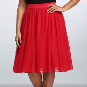 Torrid Red Tulle Midi Skirt